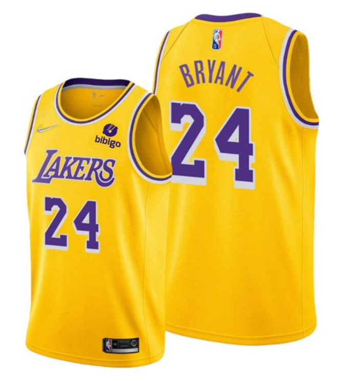 Men's Los Angeles Lakers #24 Kobe Bryant Bibigo Yellow Stitched Basketball Jersey Men's Los Angeles Lakers #24 Kobe Bryant Bibigo Yellow Stitched Basketball Jersey