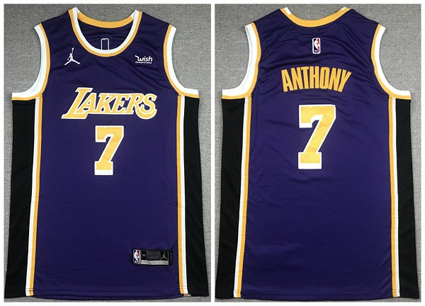 Men's Los Angeles Lakers #7 Carmelo Anthony Purple Stitched Basketball Jersey Men's Los Angeles Lakers #7 Carmelo Anthony Purple Stitched Basketball Jersey