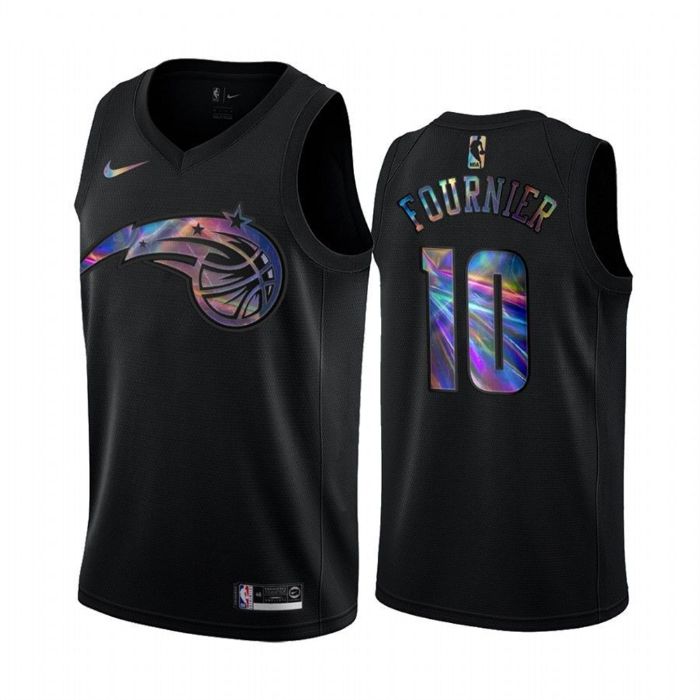 Nike Magic #10 Evan Fournier Men's Iridescent Holographic Collection NBA Jersey - Black Nike Magic #10 Evan Fournier Men's Iridescent Holographic Collection NBA Jersey - Black