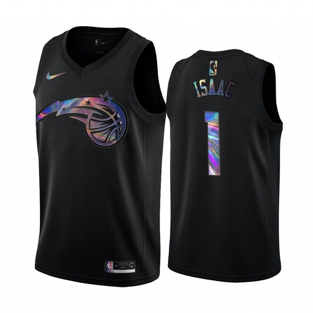 Nike Magic #1 Jonathan Isaac Men's Iridescent Holographic Collection NBA Jersey - Black Nike Magic #1 Jonathan Isaac Men's Iridescent Holographic Collection NBA Jersey - Black