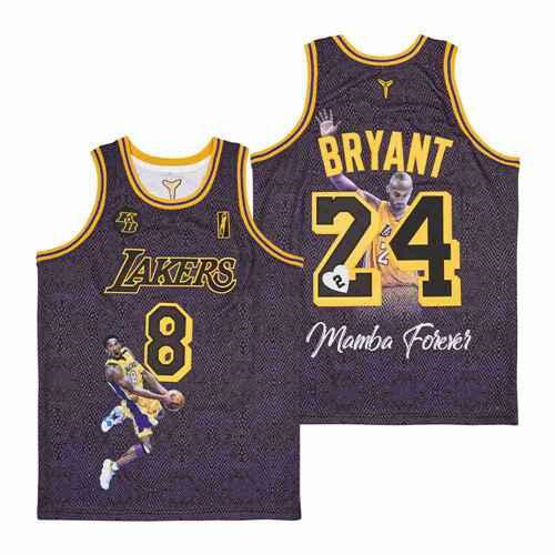 Men's Lakers Front #8 Back #24 Kobe Bryant Black With KB Patch Fashion Jersey Men's Lakers Front #8 Back #24 Kobe Bryant Black With KB Patch Fashion Jersey