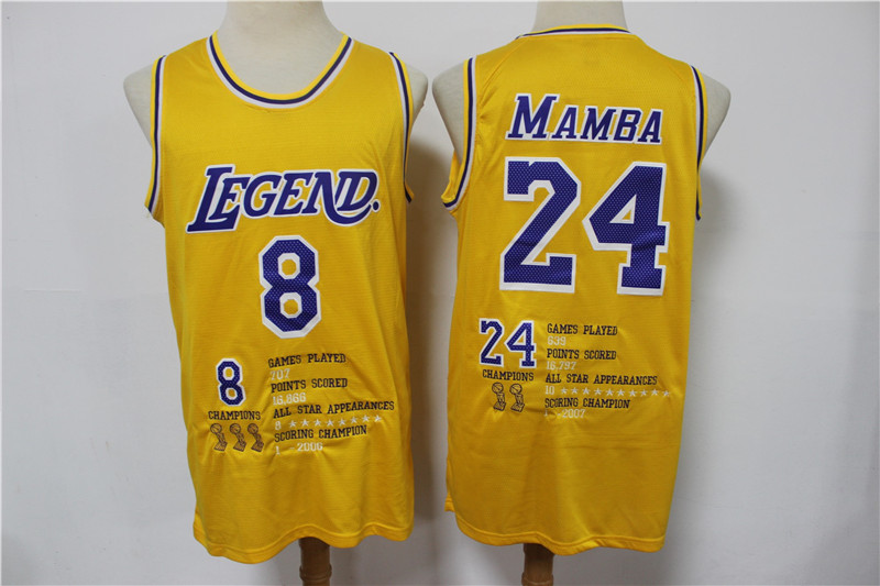 Lakers 8 &24 Kobe Bryant Yellow Nike Mamba Swingman Fashion Jersey Lakers 8 &24 Kobe Bryant Yellow Nike Mamba Swingman Fashion Jersey