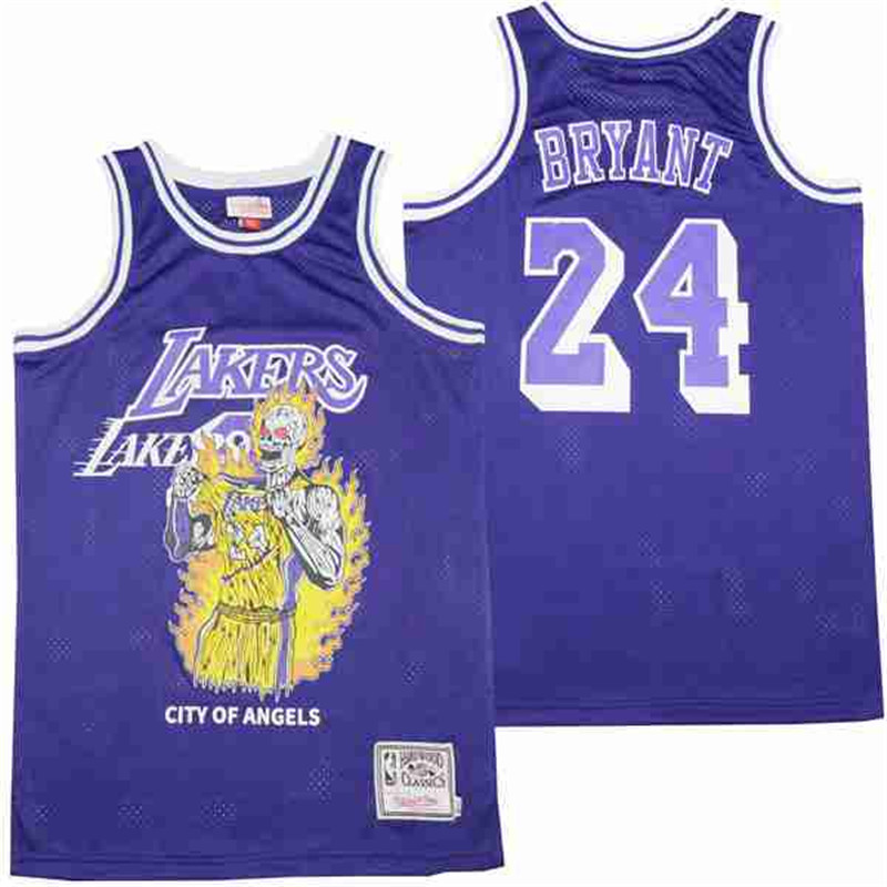 Men's Los Angeles Lakers #24 Kobe Bryant skeleton purple Stitched Jerseys Men's Los Angeles Lakers #24 Kobe Bryant skeleton purple Stitched Jerseys