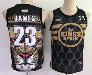 Men's Los Angeles Lakers #23 Lebron James Black With Kings Of Air Swingman Nike Fashion Jersey Men's Los Angeles Lakers #23 Lebron James Black With Kings Of Air Swingman Nike Fashion Jersey