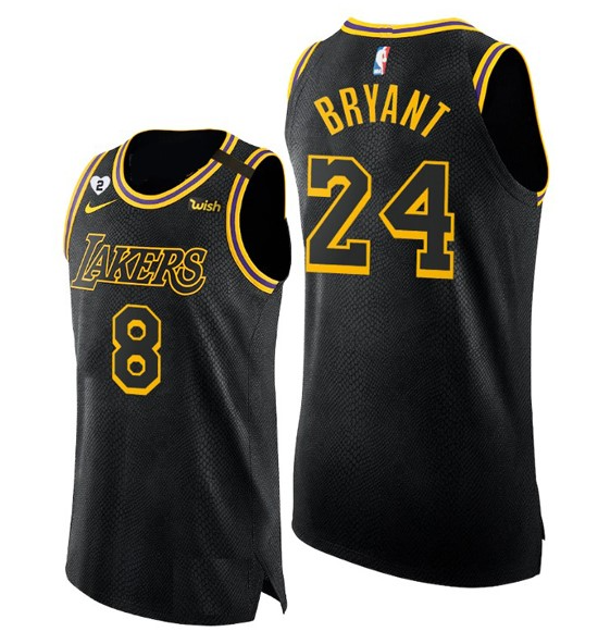 Men's Los Angeles Lakers Front #8 Back #24 Kobe Bryant With 2 Gigi Patch Black Stitched Jersey Men's Los Angeles Lakers Front #8 Back #24 Kobe Bryant With 2 Gigi Patch Black Stitched Jersey