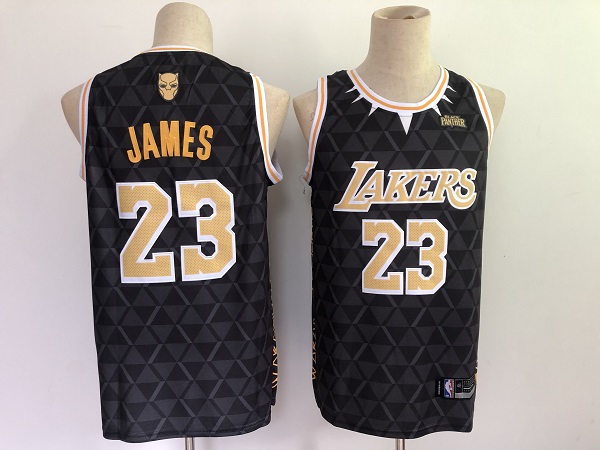 Men's Los Angeles Lakers #23 LeBron James Black Panther Limiter Stitched NBA Jersey Men's Los Angeles Lakers #23 LeBron James Black Panther Limiter Stitched NBA Jersey