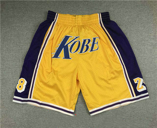 Men's Los Angeles Lakers #8 #24 Kobe Bryant Yellow Just Don Men's Los Angeles Lakers #8 #24 Kobe Bryant Yellow Just Don