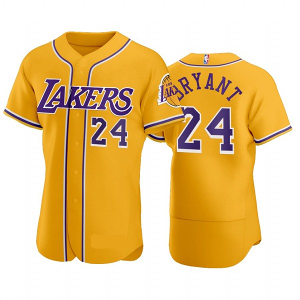 Los Angeles Lakers #24 Kobe Bryant Gold Baseball Style Flexbase Jersey Los Angeles Lakers #24 Kobe Bryant Gold Baseball Style Flexbase Jersey