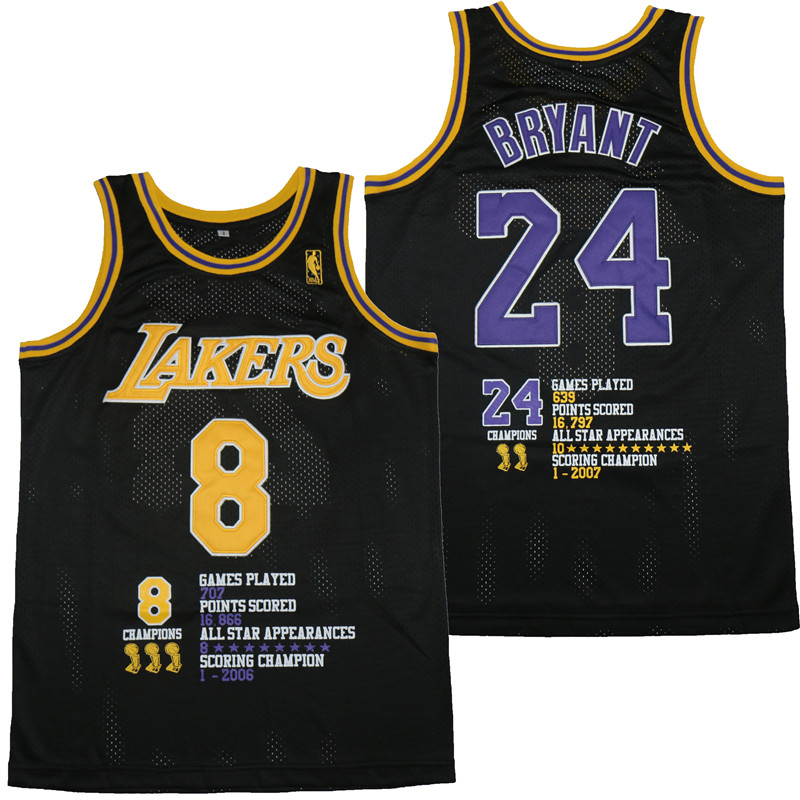 Lakers 8 & 24 Kobe Bryant Black Swingman Fashion Jersey Lakers 8 & 24 Kobe Bryant Black Swingman Fashion Jersey
