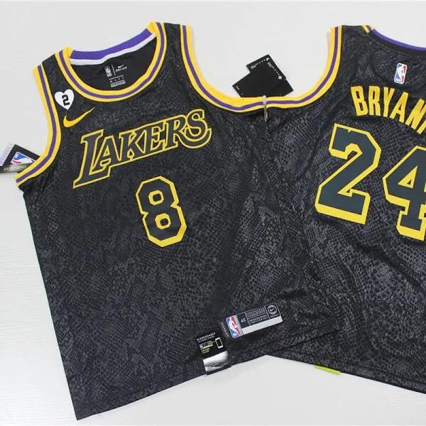 Men's Lakers #8 #24 Kobe Bryant Black Mamba Love Gianna Jersey Men's Lakers #8 #24 Kobe Bryant Black Mamba Love Gianna Jersey