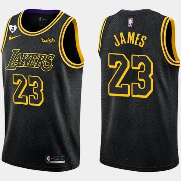 Men's Lakers #23 Lebron James Black Mamba Love Gianna Jersey Men's Lakers #23 Lebron James Black Mamba Love Gianna Jersey