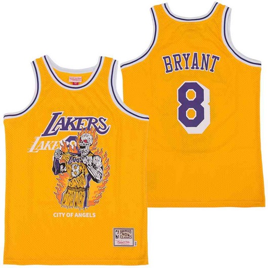 Lakers 8 Kobe Bryant Yellow Hardwood Classics Skull Edition Jersey Lakers 8 Kobe Bryant Yellow Hardwood Classics Skull Edition Jersey