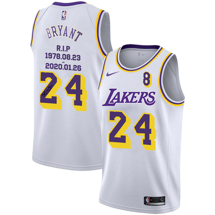 Lakers 24 Kobe Bryant White R.I.P Signature Swingman Jersey_副本 Lakers 24 Kobe Bryant White R.I.P Signature Swingman Jersey_副本