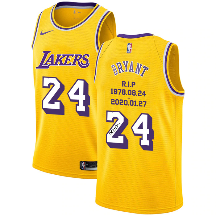 Lakers 24 Kobe Bryant Yellow R.I.P Signature Swingman Jerseys Lakers 24 Kobe Bryant Yellow R.I.P Signature Swingman Jerseys