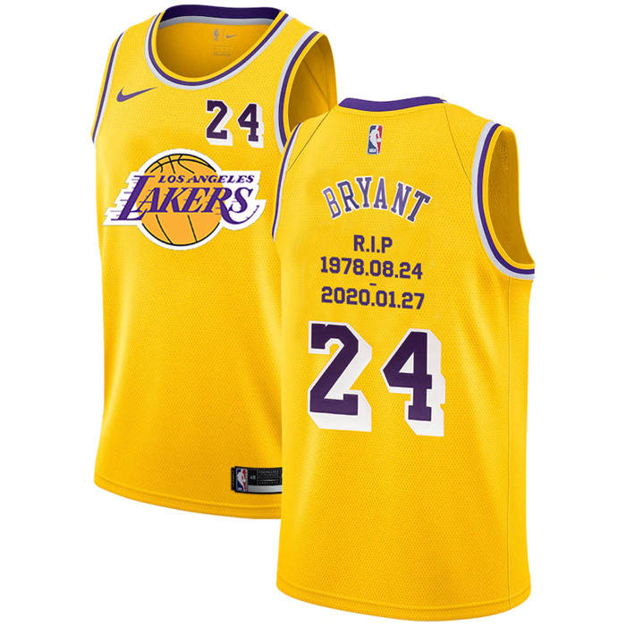 Lakers 24 Kobe Bryant Yellow Nike R.I.P Swingman Jersey 2 Lakers 24 Kobe Bryant Yellow Nike R.I.P Swingman Jersey 2