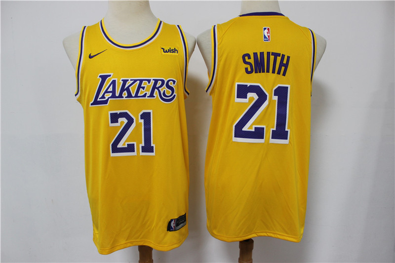 Lakers 21 J.R. Smith Yellow Nike Swingman Jersey Lakers 21 J.R. Smith Yellow Nike Swingman Jersey