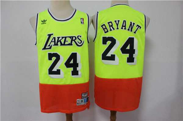 Lakers 24 Kobe Bryant Fluorescent Green Orange Split Hardwood Classics Jersey Lakers 24 Kobe Bryant Fluorescent Green Orange Split Hardwood Classics Jersey
