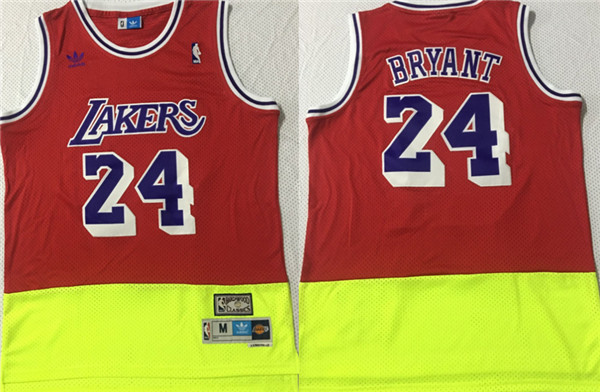 Lakers 24 Kobe Bryant Fluorescent Red Yellow Split Hardwood Classics Jersey Lakers 24 Kobe Bryant Fluorescent Red Yellow Split Hardwood Classics Jersey
