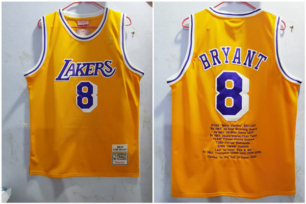 Lakers 8 Kobe Bryant Yellow 1996-97 Hardwood Classics Jersey Lakers 8 Kobe Bryant Yellow 1996-97 Hardwood Classics Jersey