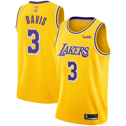 Lakers #3 Anthony Davis Gold Basketball Swingman Icon Edition Jersey Lakers #3 Anthony Davis Gold Basketball Swingman Icon Edition Jersey