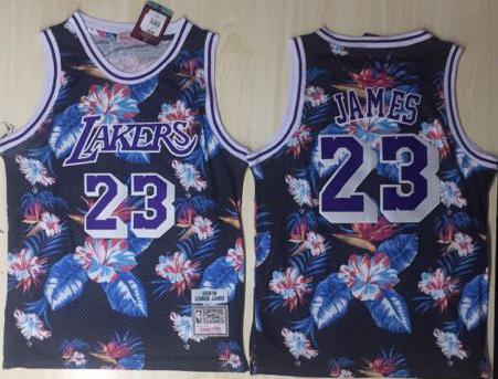 Lakers 23 Lebron James Black 1996-97 Hardwood Classics Floral Fashion Swingman Jersey Lakers 23 Lebron James Black 1996-97 Hardwood Classics Floral Fashion Swingman Jersey