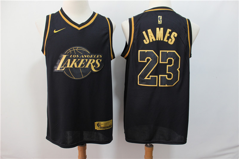 Lakers 23 Lebron James Black Gold Nike Swingman Jersey Lakers 23 Lebron James Black Gold Nike Swingman Jersey