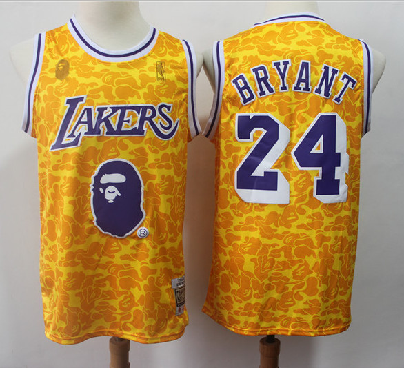 Lakers Bape 24 Kobe Bryant Yellow Hardwood Classics Jersey Lakers Bape 24 Kobe Bryant Yellow Hardwood Classics Jersey