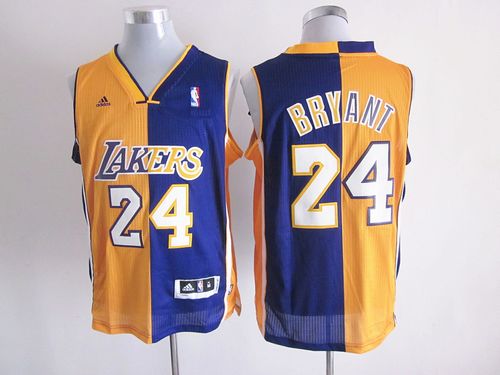 Lakers #24 Kobe Bryant Yellow Purple Split Fashion Stitched NBA Jersey Lakers #24 Kobe Bryant Yellow Purple Split Fashion Stitched NBA Jersey
