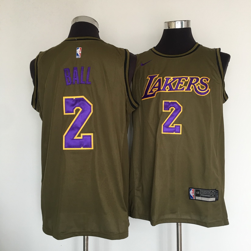 Lakers #2 Lonzo Ball Olive Nike Swingman Jersey Lakers #2 Lonzo Ball Olive Nike Swingman Jersey