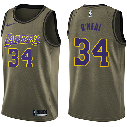 Nike Lakers #34 Shaquille O'Neal Green Salute to Service NBA Swingman Jersey Nike Lakers #34 Shaquille O'Neal Green Salute to Service NBA Swingman Jersey