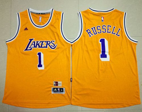 Lakers #1 D'Angelo Russell Gold Throwback Stitched NBA Jersey Lakers #1 D'Angelo Russell Gold Throwback Stitched NBA Jersey