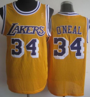 Los Angeles Lakers 34 Shaquille O'Neal Yellow Hardwood Classics Revolution 30 NBA Jerseys Los Angeles Lakers 34 Shaquille O'Neal Yellow Hardwood Classics Revolution 30 NBA Jerseys