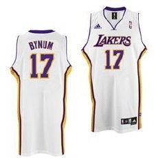 Los Angeles Lakers Bynum #17 white swingman jersey Los Angeles Lakers Bynum #17 white swingman jersey