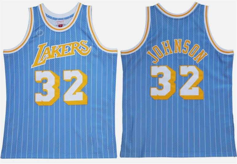 Men's Los Angeles Lakers #32 Magic Johnson Blue Stitched Basketball Jersey