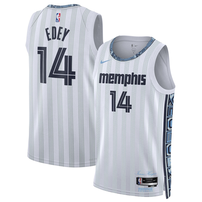 Men's Memphis Grizzlies #14 Zach Edey White 2025 26 City Edition Stitched Basketball Jersey