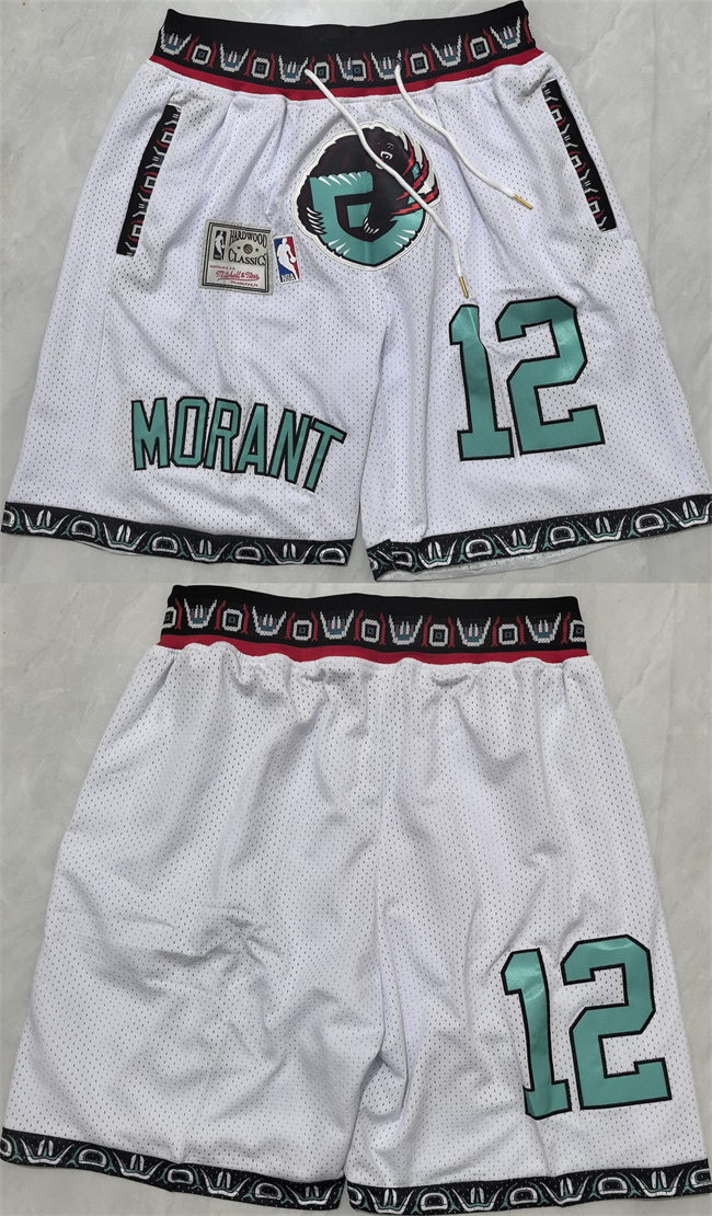 Men's Memphis Grizzlies #12 Ja Morant White 2025 Shorts (Run Small) Men's Memphis Grizzlies #12 Ja Morant White 2025 Shorts (Run Small)