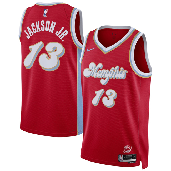 Men's Memphis Grizzlies #13 Jaren Jackson Jr. Red 2024 25 City Edition Stitched Basketball Jersey Men's Memphis Grizzlies #13 Jaren Jackson Jr. Red 2024 25 City Edition Stitched Basketball Jersey