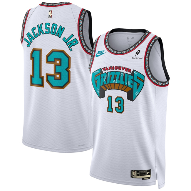 Men's Memphis Grizzlies #13 Jaren Jackson Jr. White 2024 25 Classic Edition Swingman Stitched Basketball Jersey Men's Memphis Grizzlies #13 Jaren Jackson Jr. White 2024 25 Classic Edition Swingman Stitched Basketball Jersey