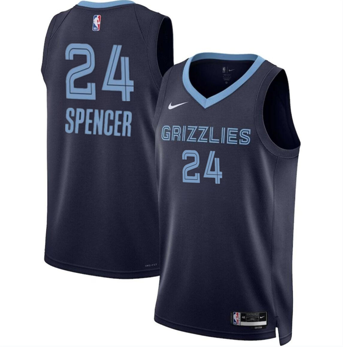 Men's Memphis Grizzlies #24 Cam Spencer Navy 2024 Draft Icon Edition Stitched Jersey Men's Memphis Grizzlies #24 Cam Spencer Navy 2024 Draft Icon Edition Stitched Jersey