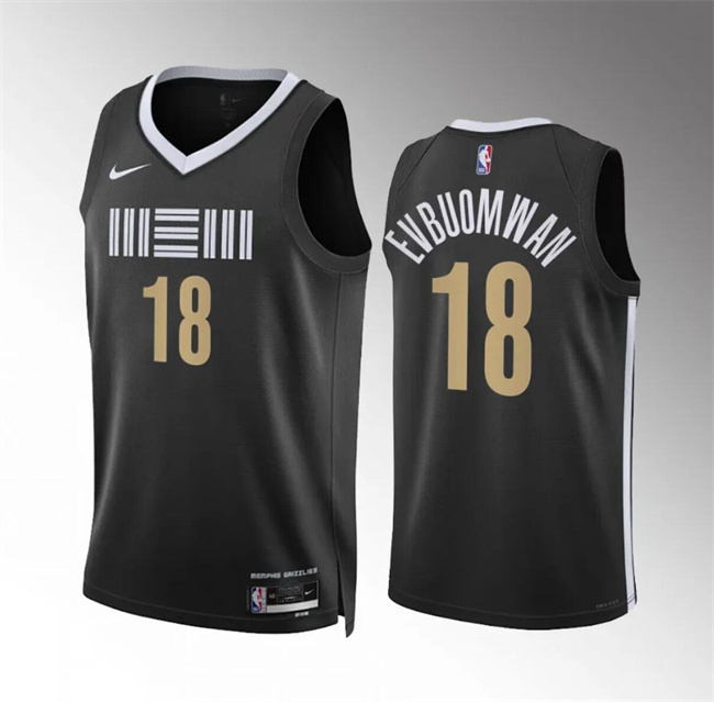 Men's Memphis Grizzlies #18 Tosan Evbuomwan Black 2023-24 City Edition Stitched Jersey Men's Memphis Grizzlies #18 Tosan Evbuomwan Black 2023-24 City Edition Stitched Jersey