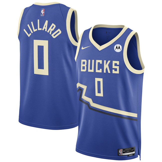 Men's Milwaukee Bucks #0 Damian Lillard Royal 2024 25 City Edition Stitched Basketball Jersey Men's Milwaukee Bucks #0 Damian Lillard Royal 2024 25 City Edition Stitched Basketball Jersey