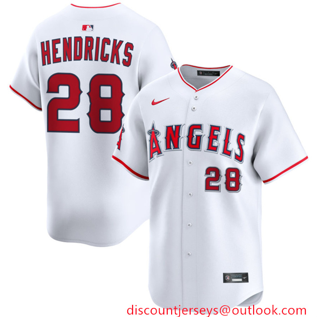 Men's Los Angeles Angels #28 Kyle Hendricks White 2024 Home Limited Stitched Baseball Jersey Men's Los Angeles Angels #28 Kyle Hendricks White 2024 Home Limited Stitched Baseball Jersey
