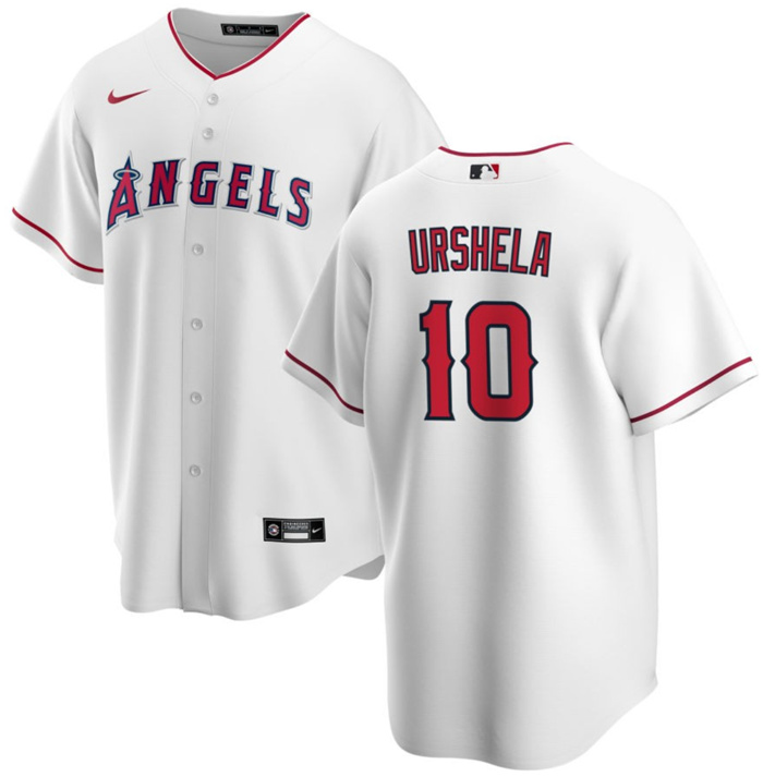 Men's Los Angeles Angels #10 Gio Urshela White Cool Base Stitched Jersey Men's Los Angeles Angels #10 Gio Urshela White Cool Base Stitched Jersey