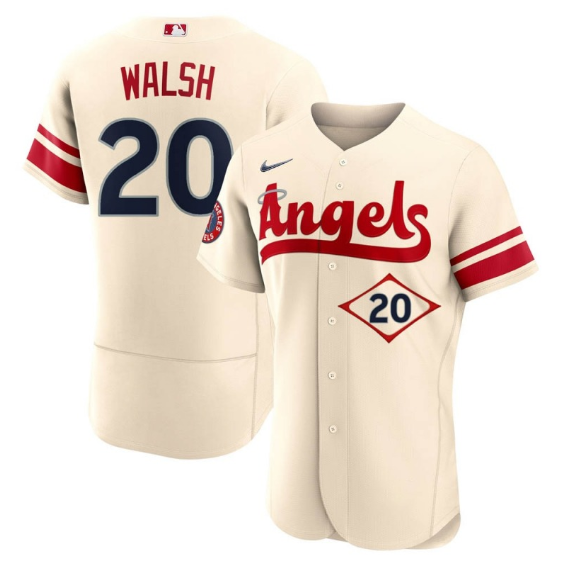 Men's Los Angeles Angels #20 Jared Walsh 2022 Cream City Connect Flex Base Stitched Jersey Men's Los Angeles Angels #20 Jared Walsh 2022 Cream City Connect Flex Base Stitched Jersey