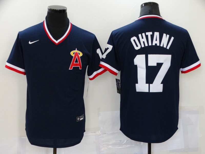 Men's Los Angeles Angels #17 Shohei Ohtani Navy Cool Base Stitched Baseball Jersey Men's Los Angeles Angels #17 Shohei Ohtani Navy Cool Base Stitched Baseball Jersey