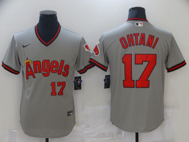 Men Los Angeles Angels 17 Ohtani Grey Game Throwback 2021 Nike MLB Jersey Men Los Angeles Angels 17 Ohtani Grey Game Throwback 2021 Nike MLB Jersey