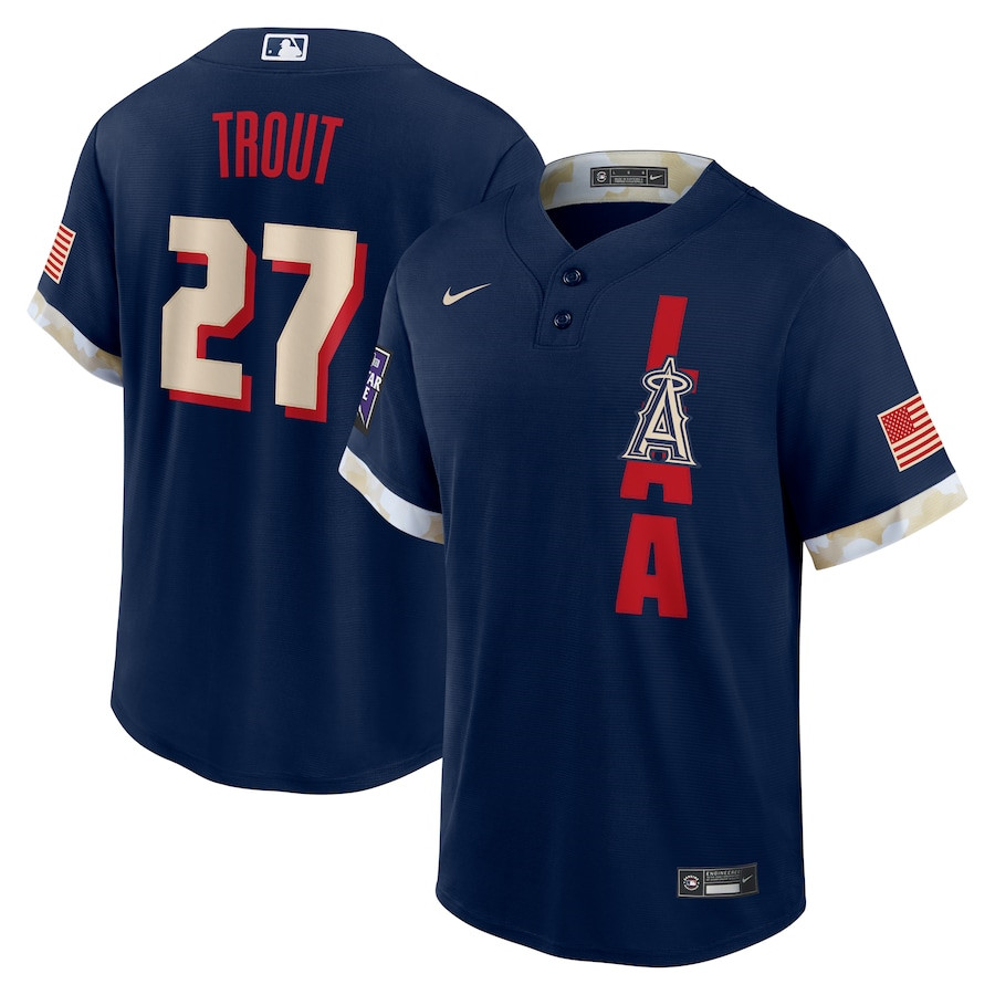 Men's Los Angeles Angels Mike Trout Nike Navy 2021 MLB All-Star Game Replica Player Jersey Men's Los Angeles Angels Mike Trout Nike Navy 2021 MLB All-Star Game Replica Player Jersey