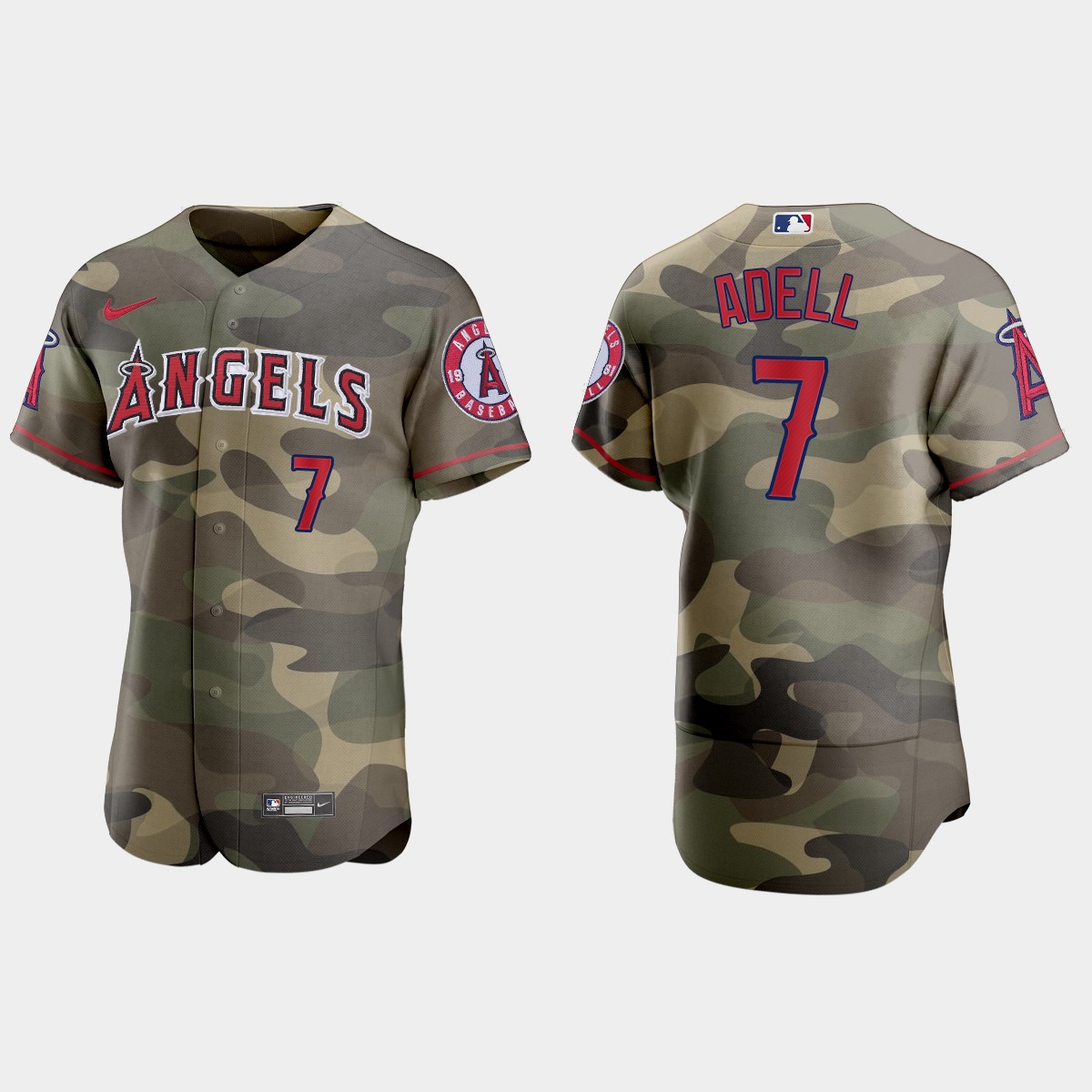 Los Angeles Angels #7 Jo Adell Men's Nike 2021 Armed Forces Day Authentic MLB Jersey -Camo Los Angeles Angels #7 Jo Adell Men's Nike 2021 Armed Forces Day Authentic MLB Jersey -Camo