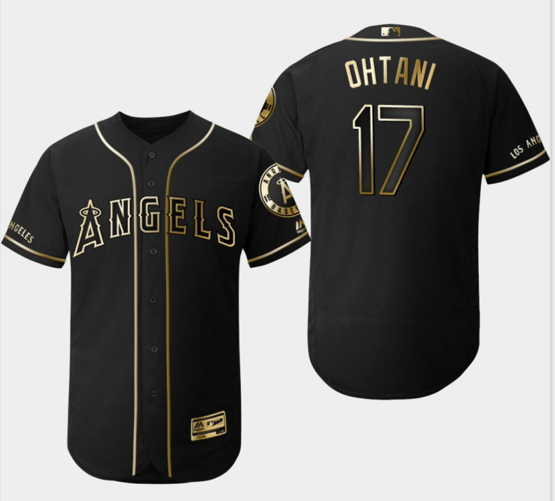 Angels 17 Shohei Ohtani Black Gold Flexbase Jersey Angels 17 Shohei Ohtani Black Gold Flexbase Jersey