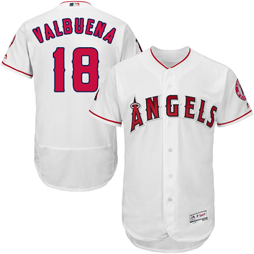 Angels of Anaheim #18 Luis Valbuena White Flexbase Authentic Collection Stitched Baseball Jersey Angels of Anaheim #18 Luis Valbuena White Flexbase Authentic Collection Stitched Baseball Jersey